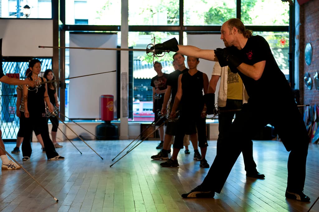 Sword fighting class at Academie Duello
